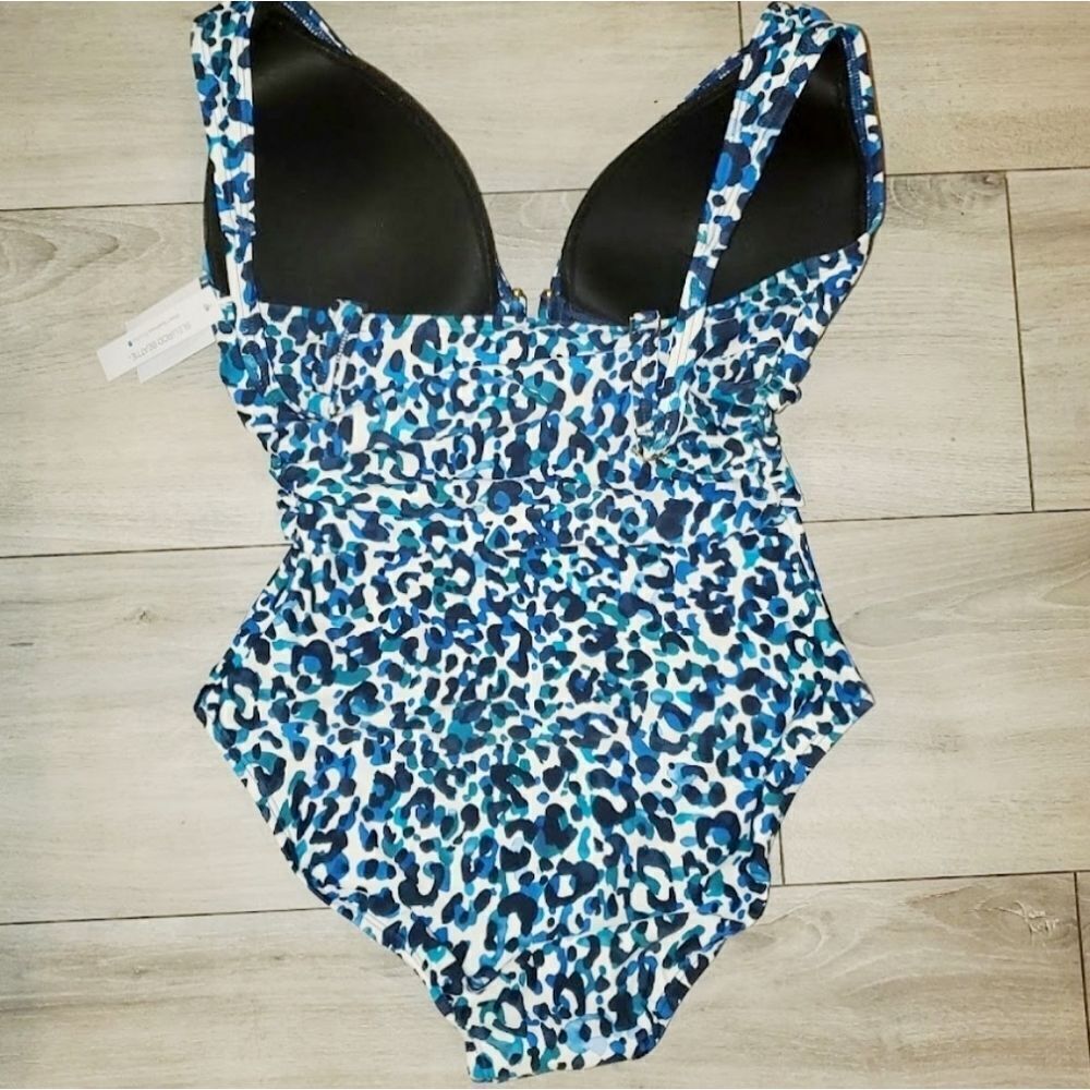 🆕️2025 ARRIVAL Bleu Rod Beattie Women's Blue leopard print Plunging Swimsuit 10 - Picture 12 of 16